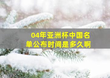 04年亚洲杯中国名单公布时间是多久啊