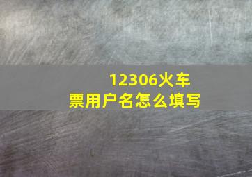 12306火车票用户名怎么填写