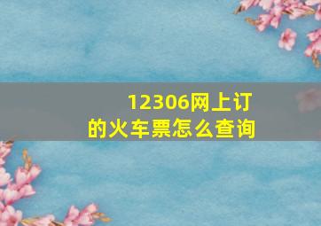 12306网上订的火车票怎么查询