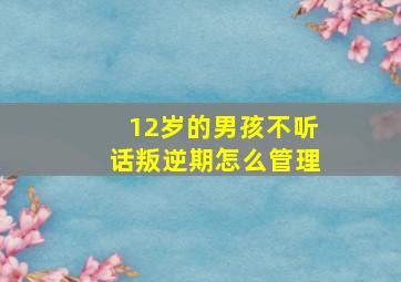 12岁的男孩不听话叛逆期怎么管理