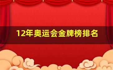 12年奥运会金牌榜排名