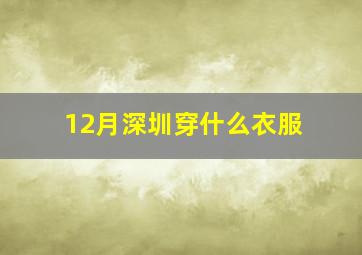 12月深圳穿什么衣服