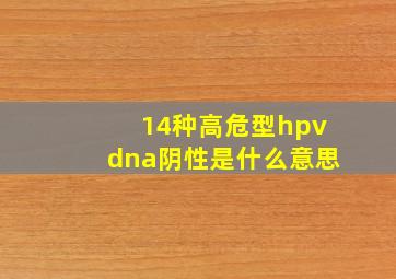 14种高危型hpvdna阴性是什么意思