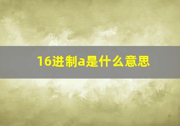 16进制a是什么意思