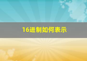 16进制如何表示