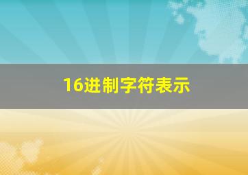 16进制字符表示