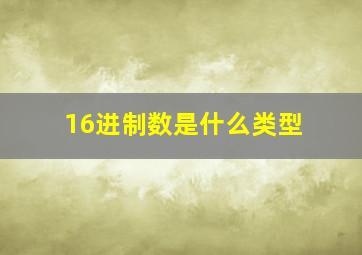 16进制数是什么类型