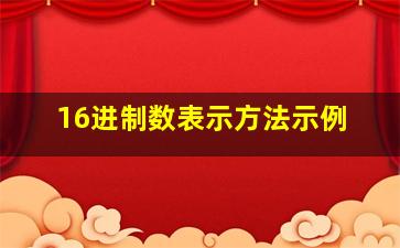 16进制数表示方法示例