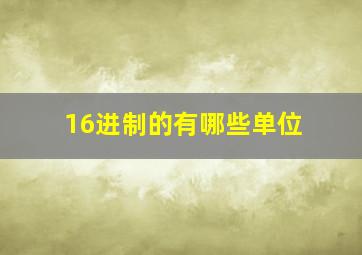 16进制的有哪些单位