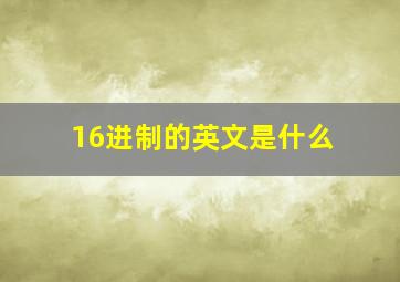 16进制的英文是什么