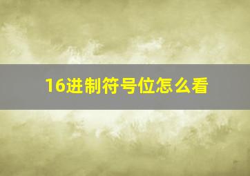 16进制符号位怎么看