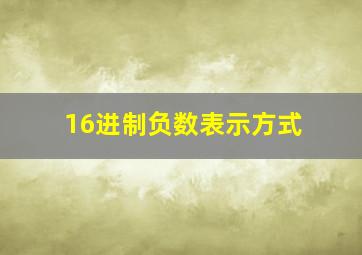 16进制负数表示方式