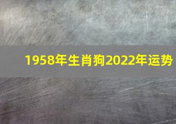 1958年生肖狗2022年运势