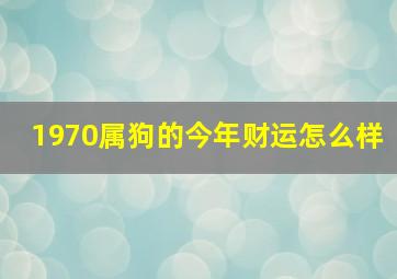 1970属狗的今年财运怎么样