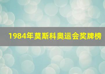 1984年莫斯科奥运会奖牌榜