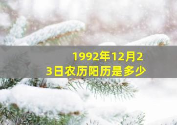 1992年12月23日农历阳历是多少