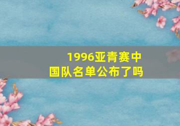 1996亚青赛中国队名单公布了吗