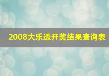 2008大乐透开奖结果查询表