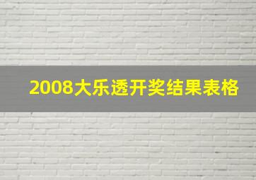 2008大乐透开奖结果表格