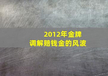 2012年金牌调解赔钱金的风波