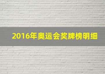 2016年奥运会奖牌榜明细