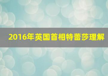 2016年英国首相特蕾莎理解