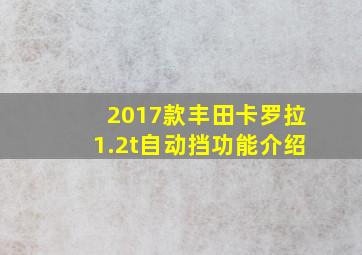 2017款丰田卡罗拉1.2t自动挡功能介绍