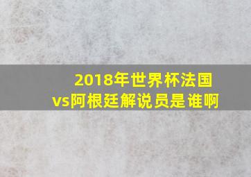 2018年世界杯法国vs阿根廷解说员是谁啊