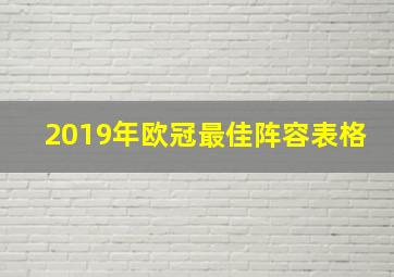 2019年欧冠最佳阵容表格