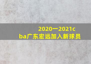 2020一2021cba广东宏远加入新球员