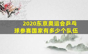 2020东京奥运会乒乓球参赛国家有多少个队伍