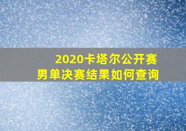 2020卡塔尔公开赛男单决赛结果如何查询