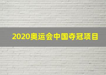 2020奥运会中国夺冠项目