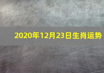 2020年12月23日生肖运势