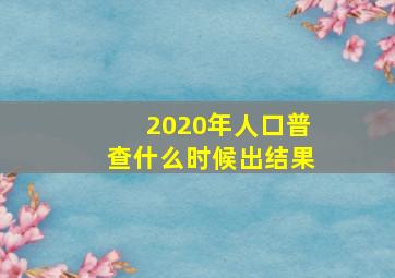 2020年人口普查什么时候出结果