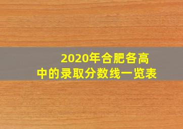 2020年合肥各高中的录取分数线一览表