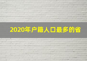 2020年户籍人口最多的省