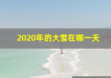 2020年的大雪在哪一天