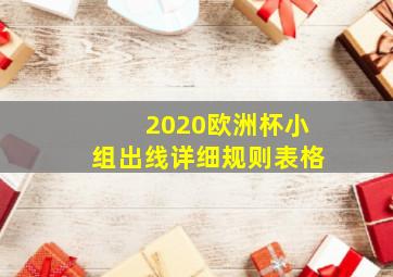 2020欧洲杯小组出线详细规则表格