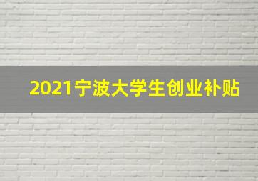 2021宁波大学生创业补贴