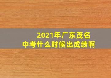 2021年广东茂名中考什么时候出成绩啊