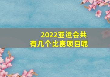 2022亚运会共有几个比赛项目呢