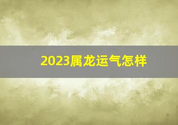 2023属龙运气怎样