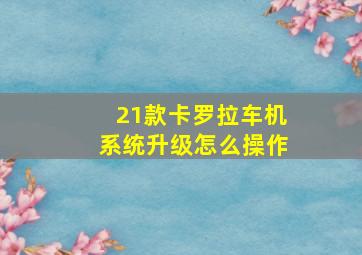 21款卡罗拉车机系统升级怎么操作