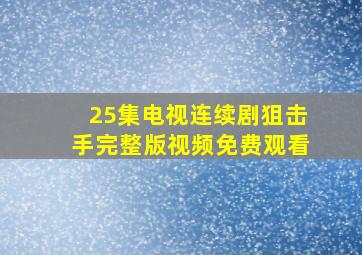 25集电视连续剧狙击手完整版视频免费观看