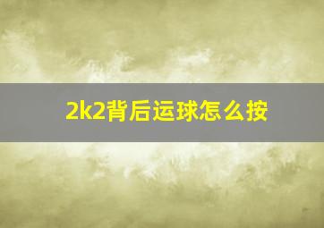 2k2背后运球怎么按