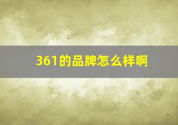 361的品牌怎么样啊