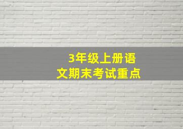 3年级上册语文期末考试重点