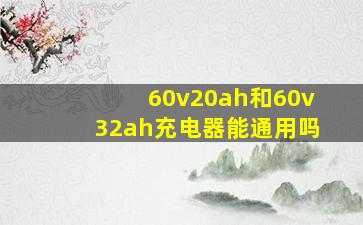 60v20ah和60v32ah充电器能通用吗