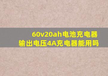 60v20ah电池充电器输出电压4A充电器能用吗